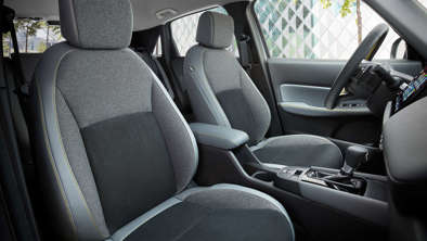The front seats of the Honda Jazz Advance Sport.